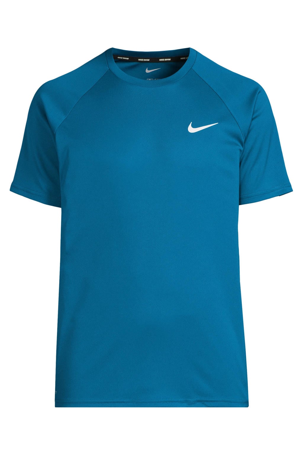Petrolkleurige heren Nike sport T-shirt essential van polyester met effen, korte mouwen en ronde hals