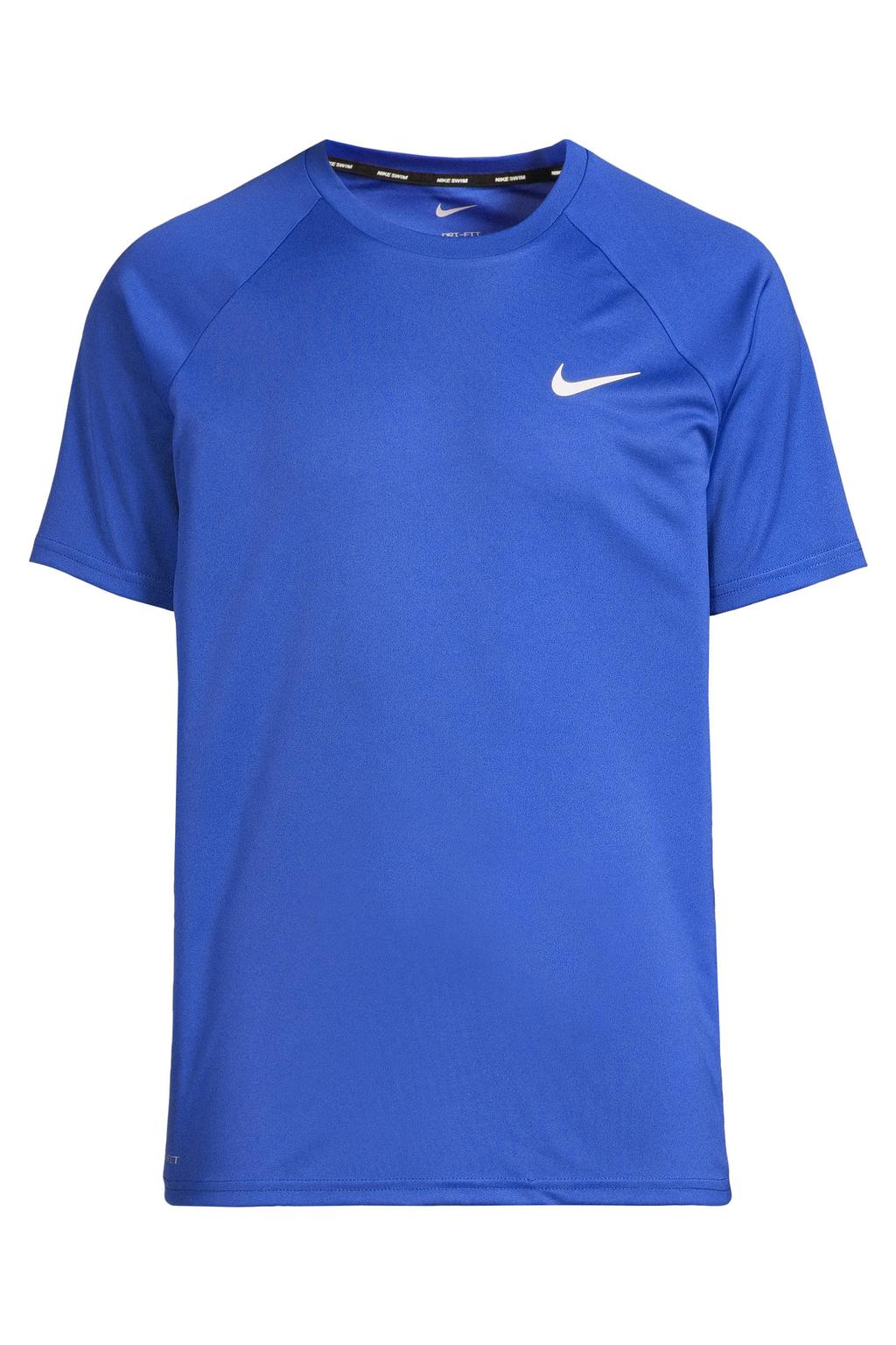 Blauwe heren Nike sport T-shirt essential van polyester met effen, korte mouwen en ronde hals