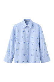 thumbnail: Mango gebloemde blouse met krijtstreep lichtblauw