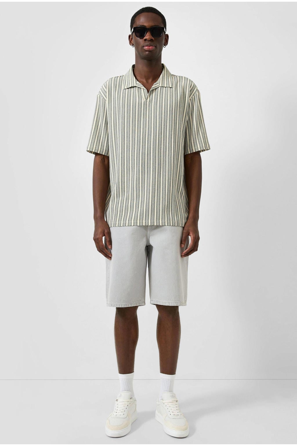 QS relaxed fit overhemd met print - grijs