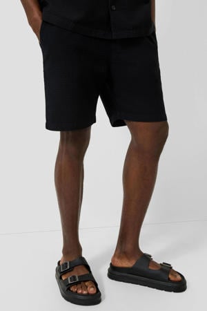 regular fit casual short - zwart