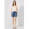 QS regular fit gestreepte denim short - mediumblauw denim