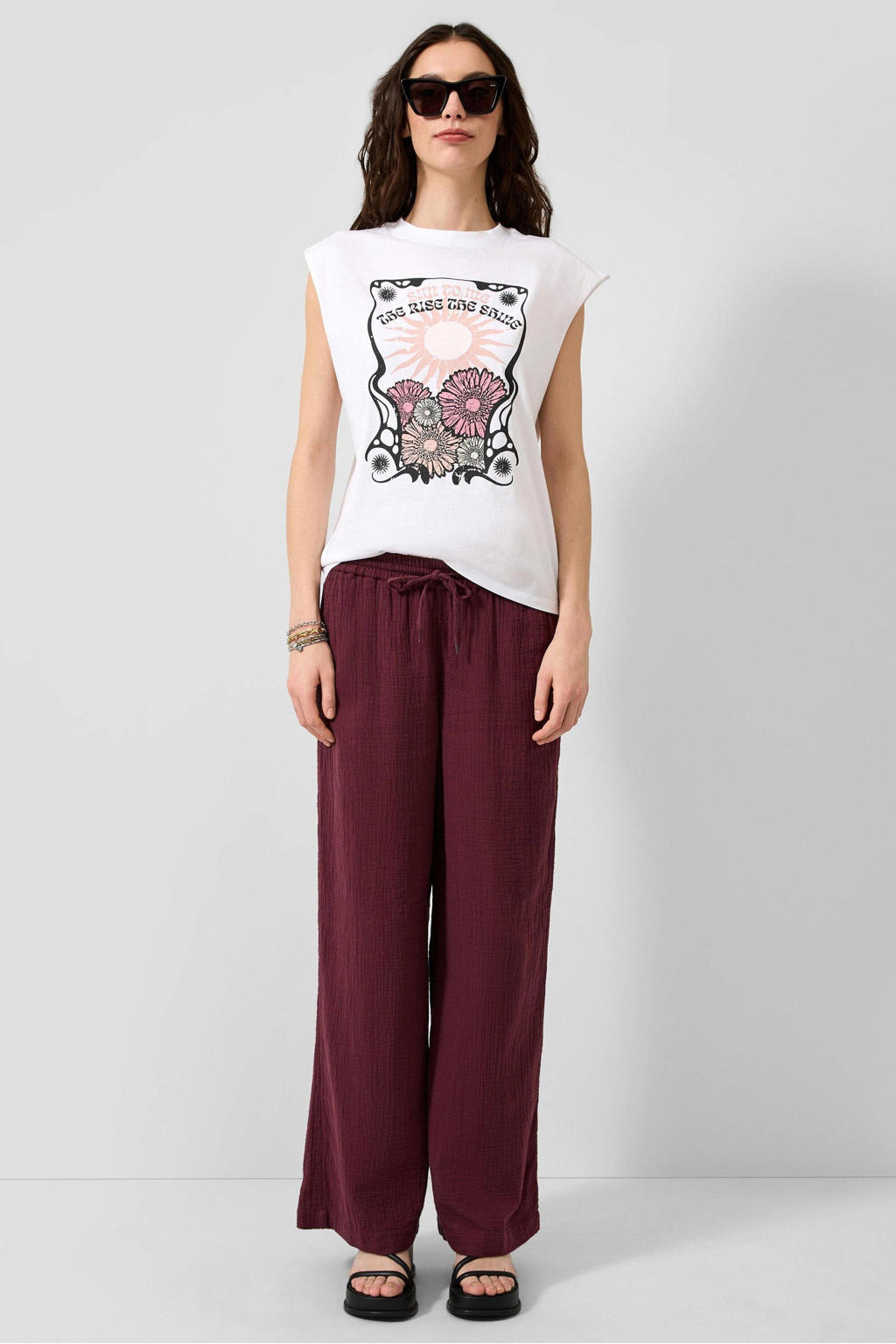 QS top met print - wit