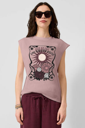 regular fit top met print - roze
