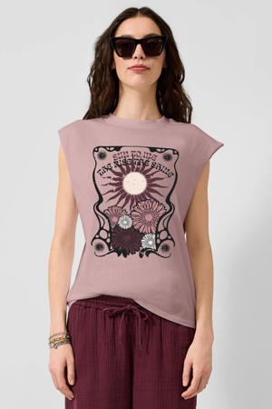 regular fit top met print - roze