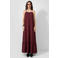 QS viscose maxi zomerjurk met ruches - aubergine
