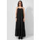 QS viscose maxi jurk met ruches - zwart