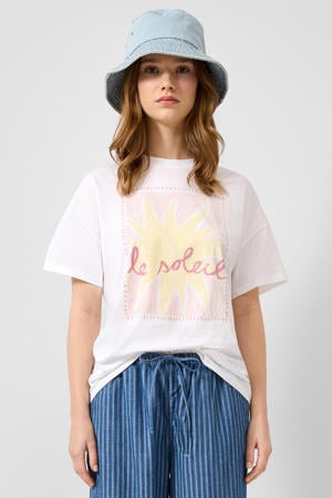 loose fit T-shirt met print - wit