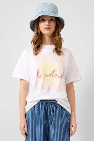 loose fit T-shirt met print - wit