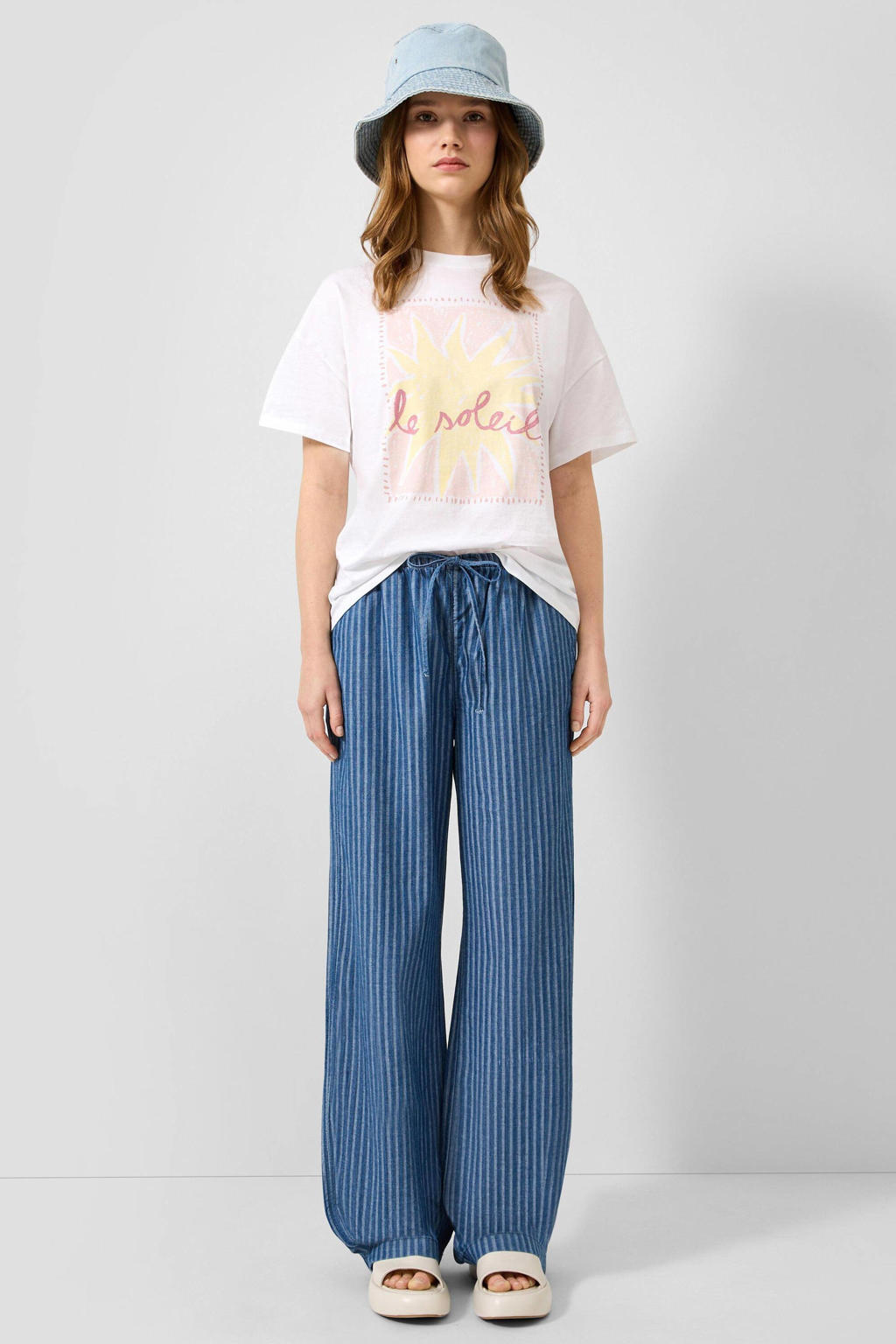 QS loose fit T-shirt met print - wit
