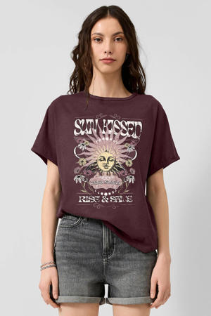top met print - donkerrood