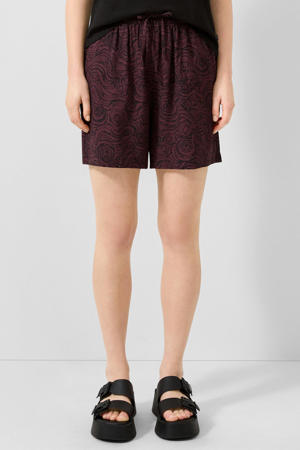 straight leg casual short met print - donkerpaars