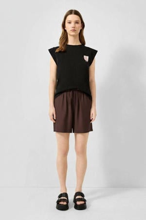 straight leg casual short - donkerbruin