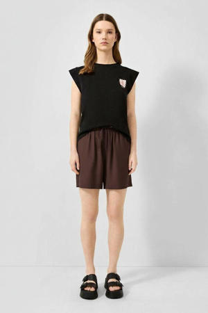 straight leg casual short - donkerbruin