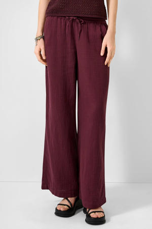 high waist regular fit broek - donkerrood