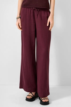high waist regular fit broek - donkerrood