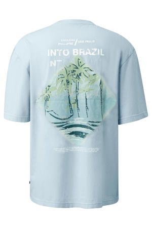 relaxed fit T-shirt met backprint - lichtblauw