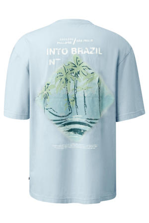 relaxed fit T-shirt met backprint - lichtblauw