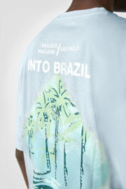 thumbnail: QS relaxed fit T-shirt met backprint - lichtblauw
