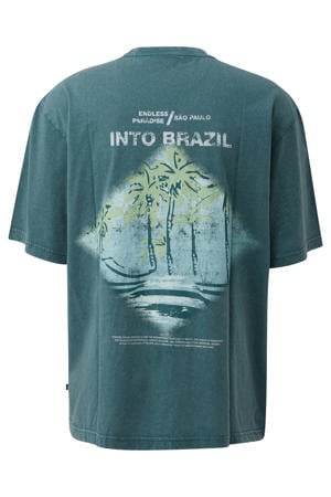 relaxed fit T-shirt met backprint - petrol