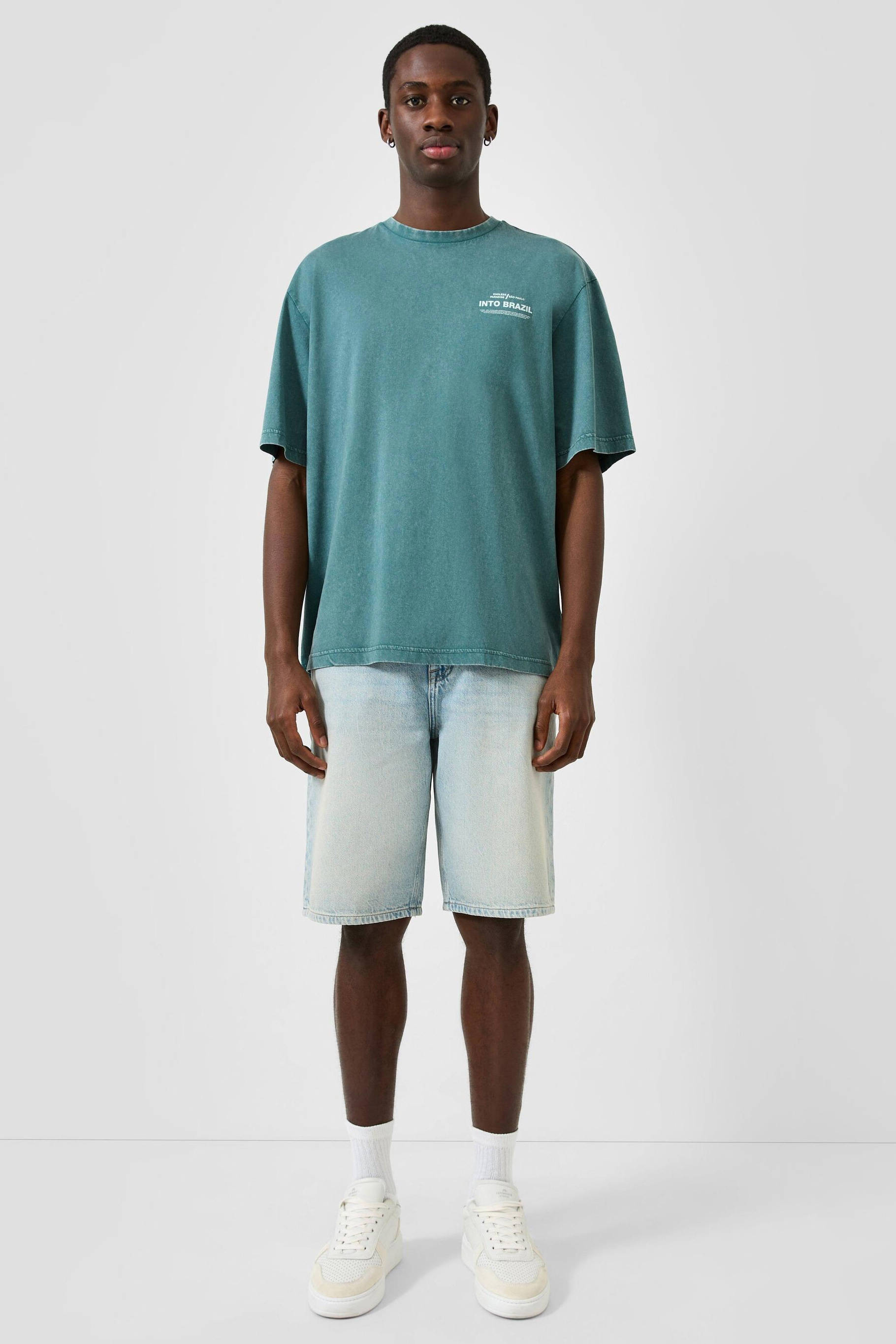 QS relaxed fit T-shirt met backprint - petrol | wehkamp