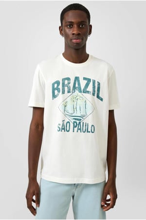 regular fit T-shirt met print - ecru