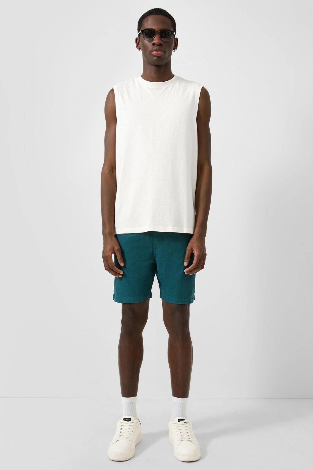 Witte heren QS regular fit T-shirt van katoen met effen en ronde hals