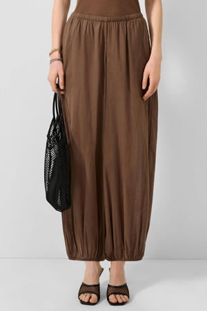high waist barrel broek met plooien - bruin