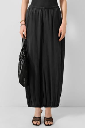 barrel broek met plooien - zwart