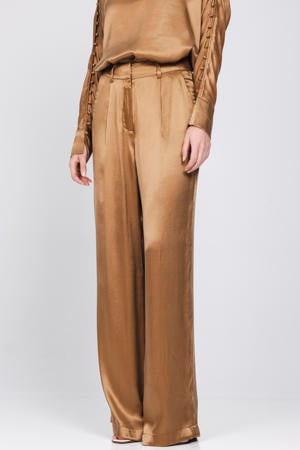 wide leg regular waist broek goud