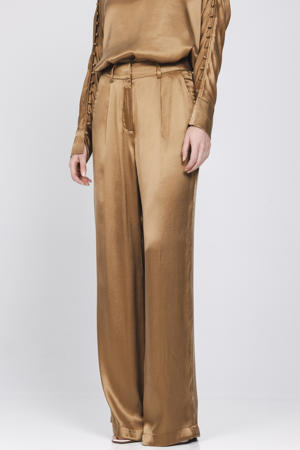 wide leg regular waist broek goud