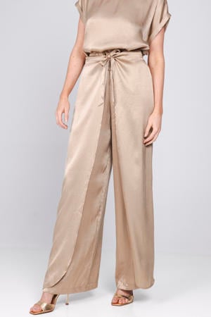 wide leg high waist broek goud