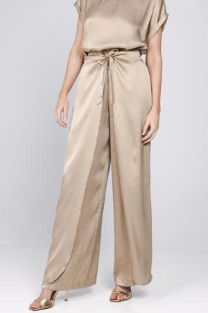 wide leg high waist broek goud