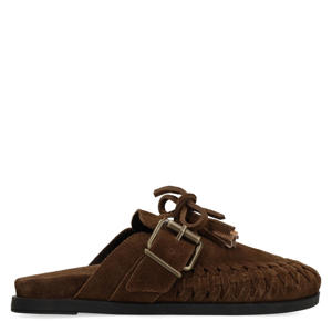 suède clogs bruin