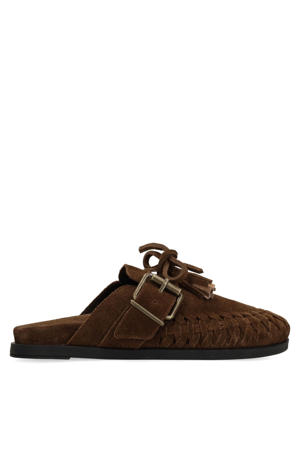 suède clogs bruin