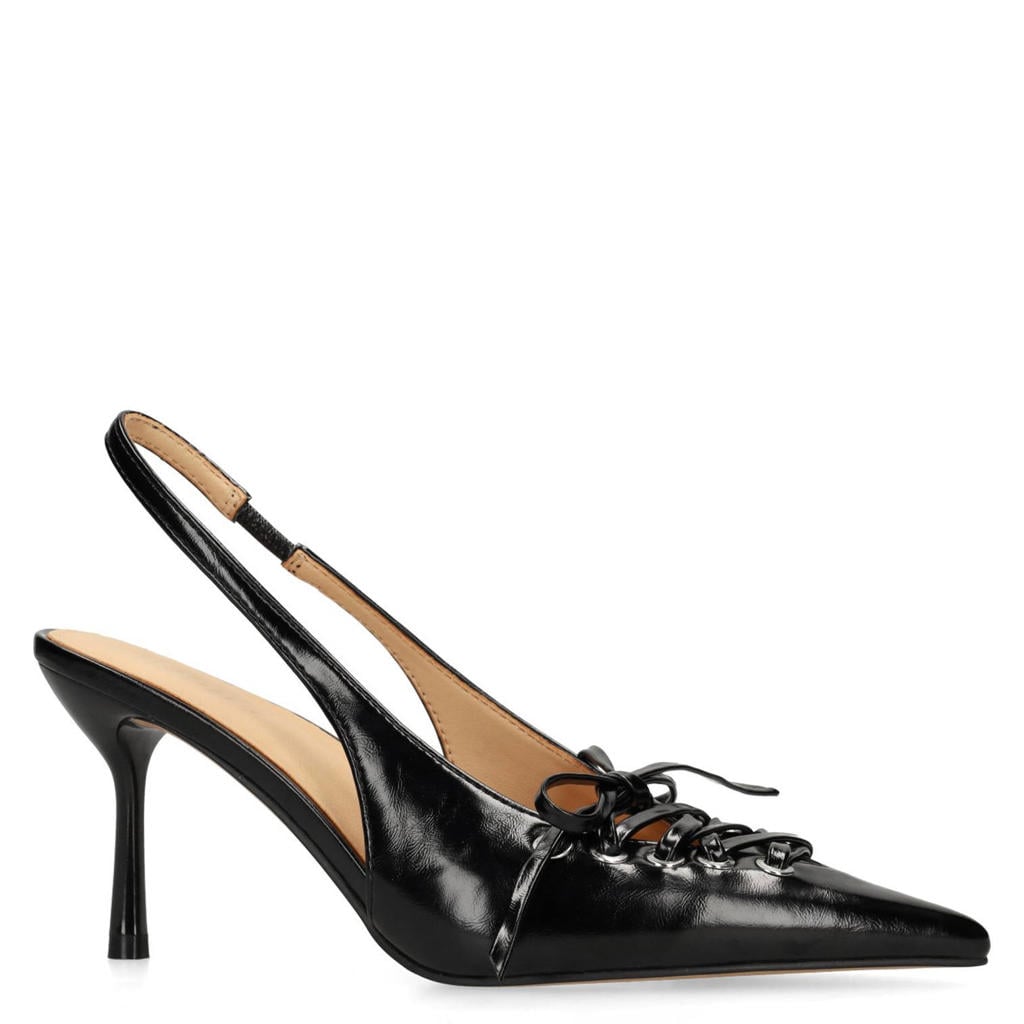 Zwarte dames Sacha lakleren pumps met naaldhak