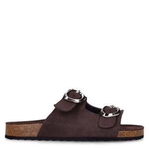 suède slippers bruin
