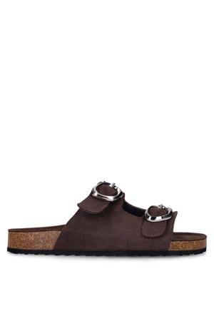 suède slippers bruin
