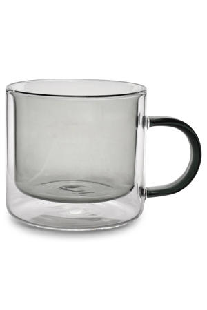 beker (270ml) dubbelwandig grijs Liv (set van 2)