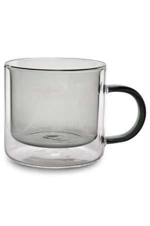 beker (270ml) dubbelwandig grijs Liv (set van 2)