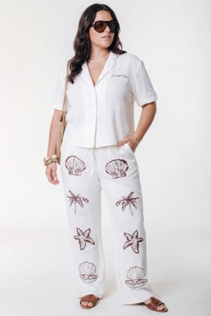loose fit broek Plus Size met print - wit