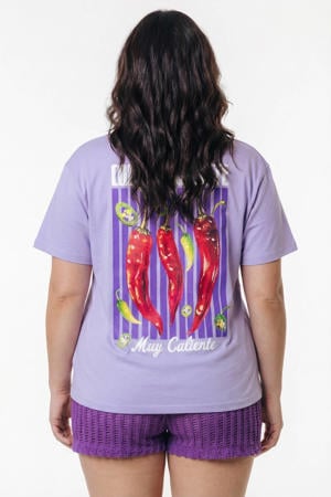top Plus Size met print - paars