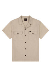 thumbnail: Lee regular casual overhemd met linnen taupe
