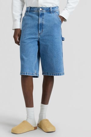 short medium blue denim