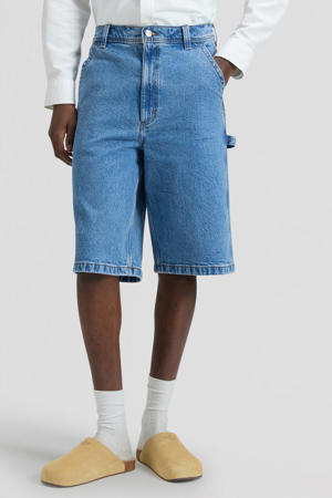 short medium blue denim