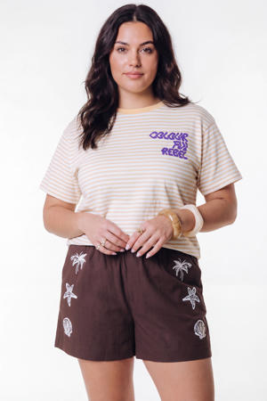 gestreepte T-shirt Plus Size - lichtgeel