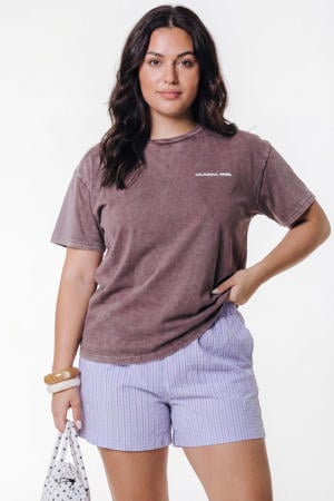 Plus Size T-shirt met print - bruin