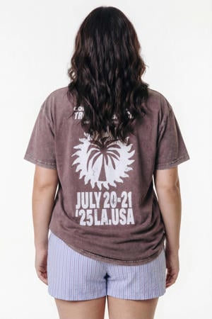 Plus Size T-shirt met print - bruin