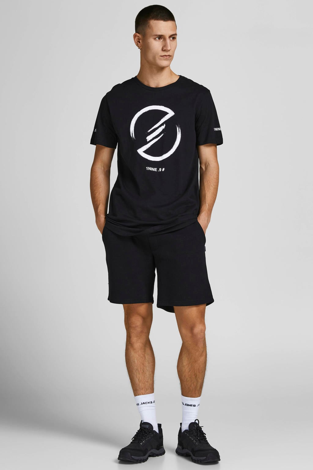 JACK & JONES PANTS STUDIO regular fit sweatshort - zwart