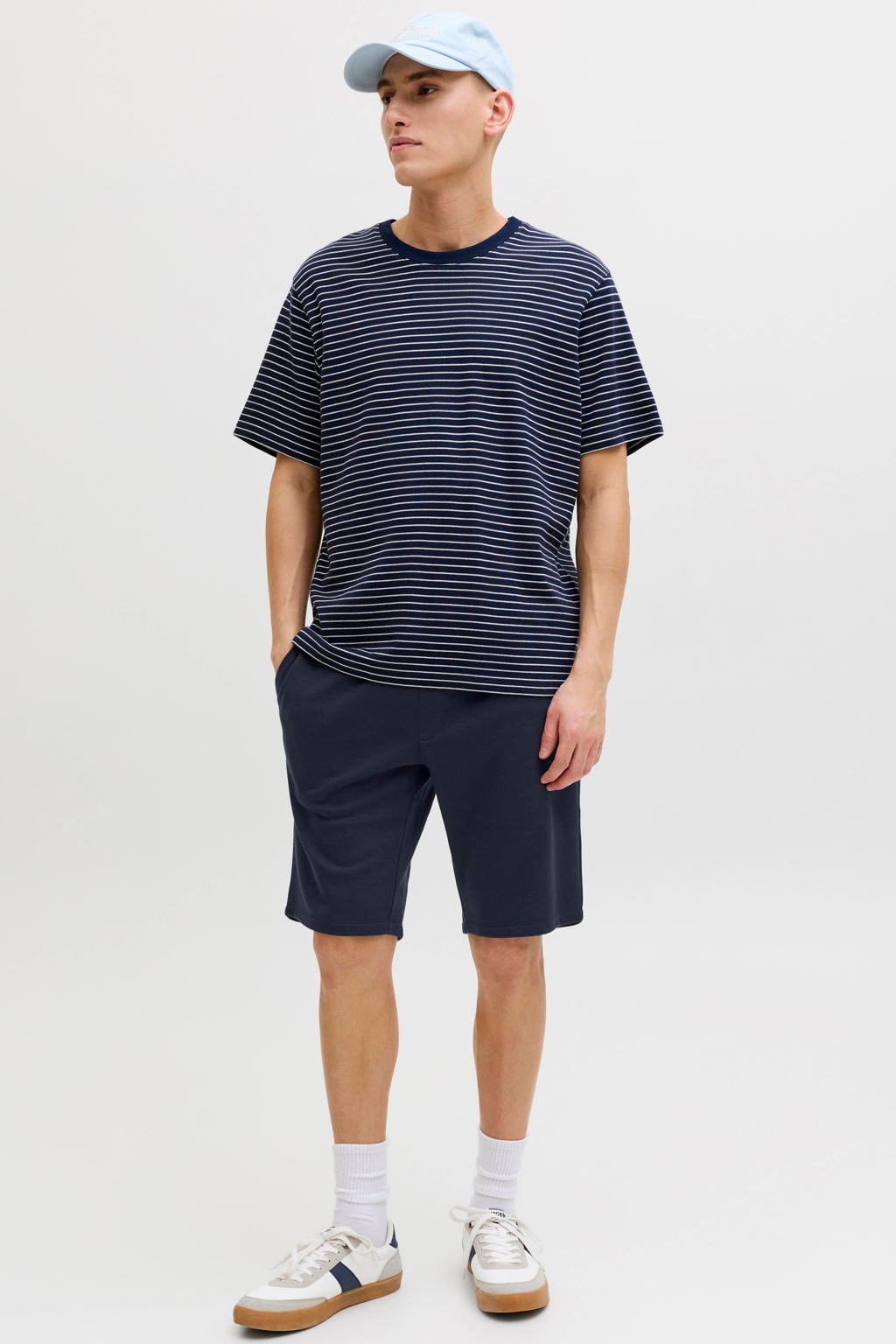 JACK & JONES PANTS STUDIO JPSTGORDON BRADLEY regular sweatshort donkerblauw